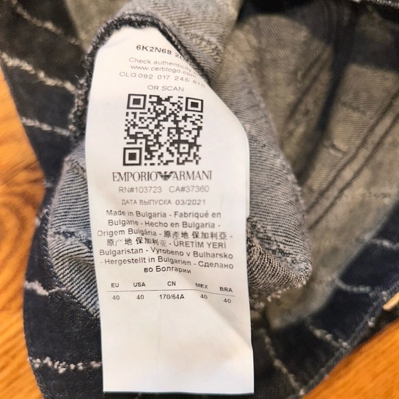 NEW Armani Emporio Armani Pinstripe Denim Mini Skirt button down size 40 NWOT - Picture 9 of 9